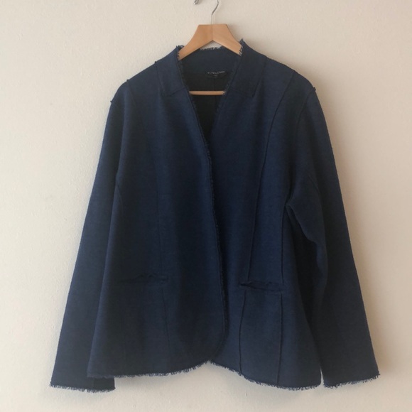 Eileen Fisher Blue Wool Snap Cardigan Sz 2X - Picture 2 of 8